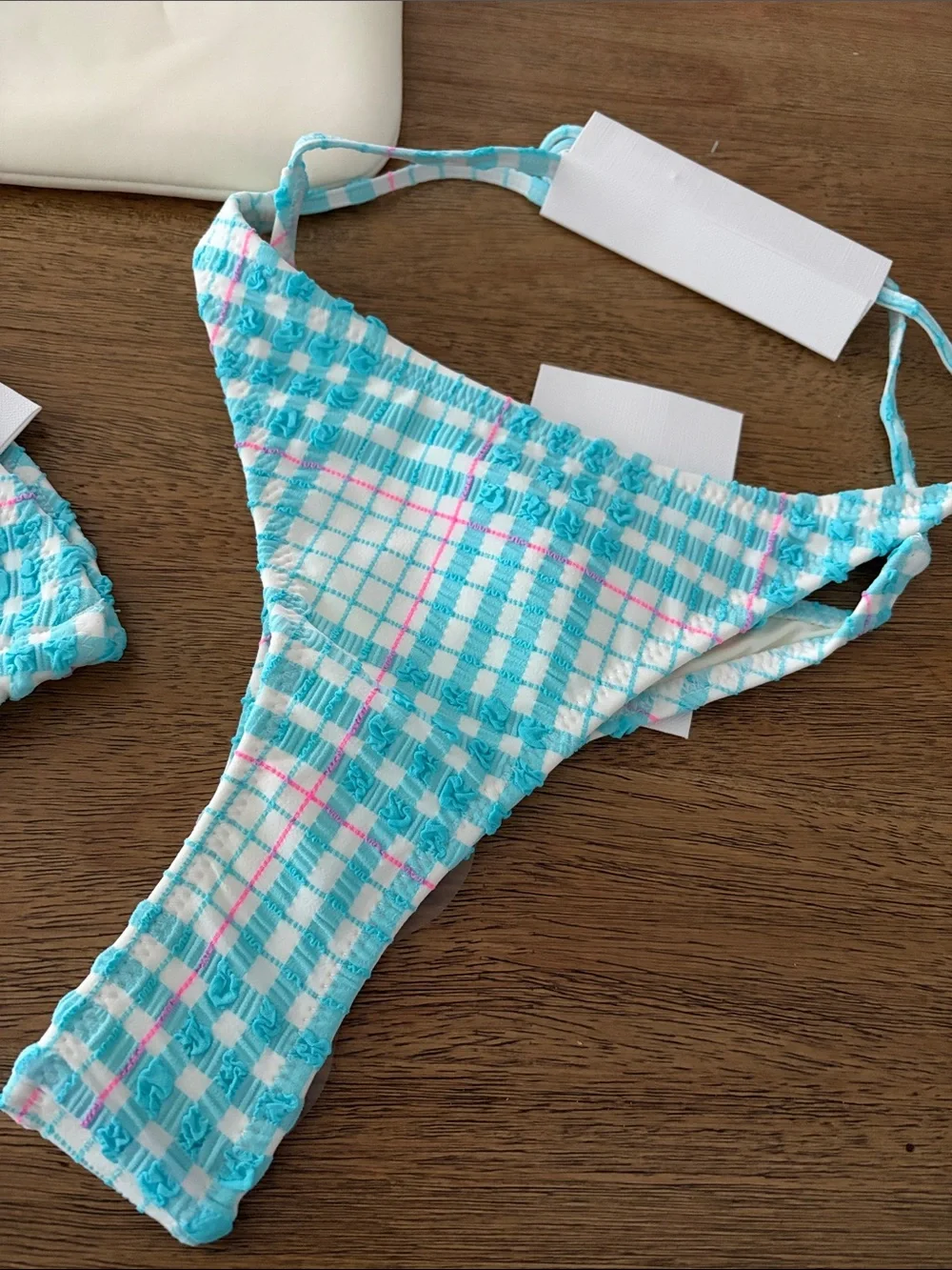 New Triangl VINCA - BLUE BLOSS CHECK TRIANGLE BIKINI SET